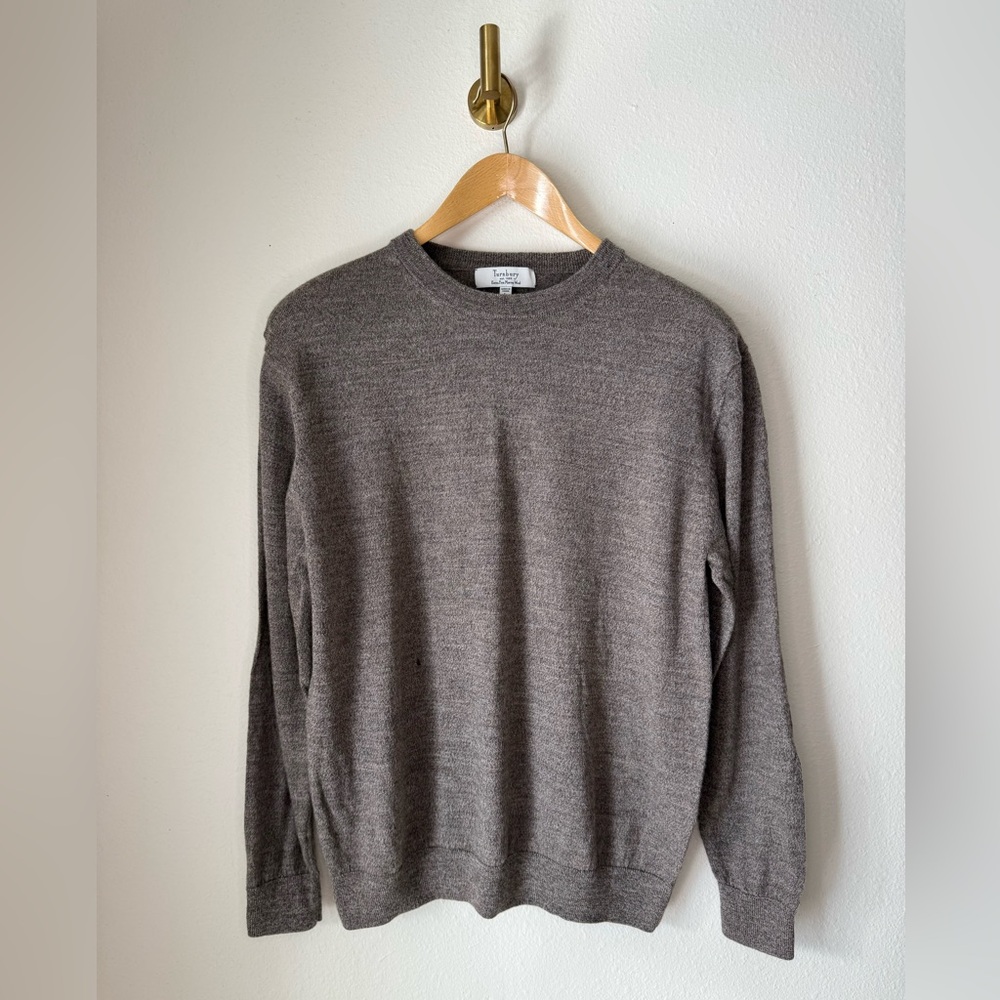 Turnbury Extra Fine Merino Wool Brown Crewneck Sweater Size M